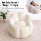 HOMMPA Bean Bag Chair for Adults Comfy Velvet Bean Bag Couch with Back Support Flower Shaped Oversized Sofa for Living Room,Bedroom,Dorm,Beige
