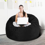 3 Feet Bean Bag Chair, Memory Foam Filled, Removable Cover, Bean Bag Chairs for Adults and Teens, Round Sofa Chair for Living Room, Bedroom and Gaming Room, Black