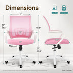ETONEX Office Chair with Ergonomic Mid Back Cushion Lumbar Support Adjustable Swivel Rolling Computer Gaming Desk Chair Comfy Mesh Seat Wheels Home Executive Use (Pink)