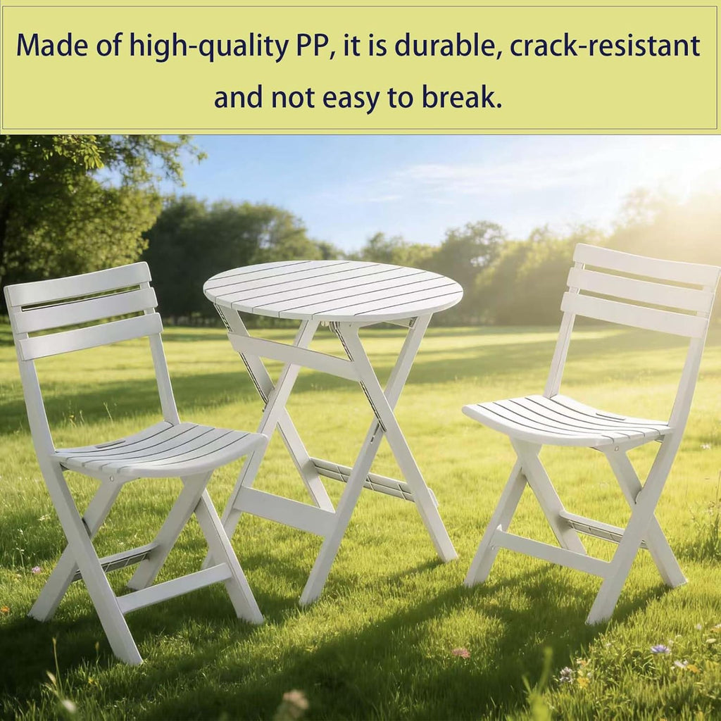 4 Pack Foldable Plastic Chairs, 300 LB Weight Capacity, Lightweight Waterproof Foldable Chairs for Patio, Garden, Beach, Balcony & Porch Indoor Outdoor Use(White×4)
