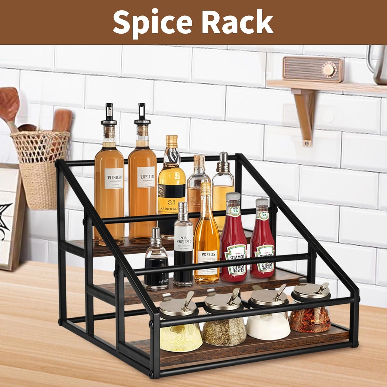 YQBRAO Coffee Syrup Rack Organizer, 3-Tier 12 Bottles Syrup Rack for Coffee Bar,Syrup Stand for Kitchen Coffee Station,Syrup Holder,Liquor Bottle Display Shelf