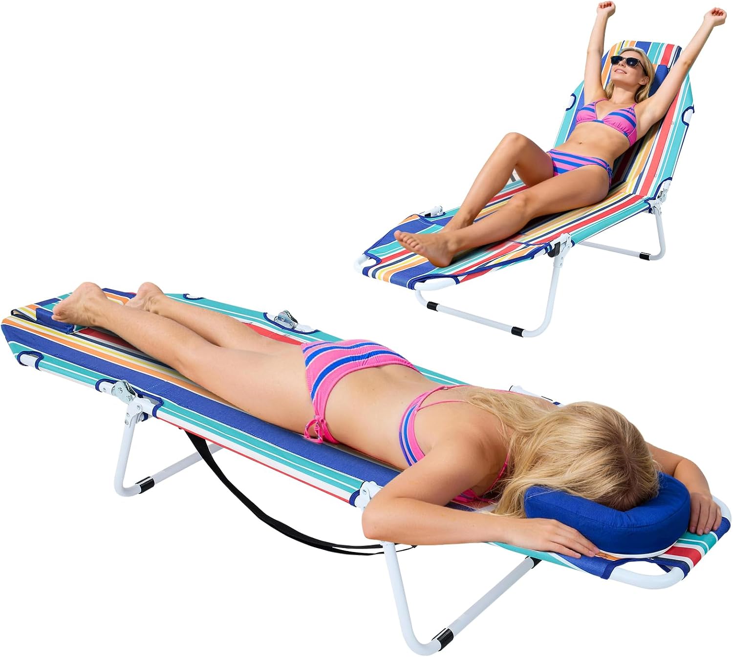 LILYPELLE Tanning Chair with Face Hole, Heavy Duty Outside Lounge Chair with Mattress, Folding Outdoor Face Down Tanning Chairs Arm Hole for Beach Poolside Patio Sunbathing Lawn Camping