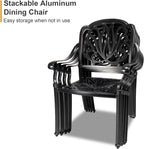 Outdoor Dining Chairs Cast Aluminum, Patio Dining Chairs Set of 2, Conversation Furniture Set for Backyard, Black