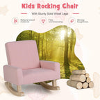 GLACER Toddler Rocking Chair, Fabric Kids Rocker w/Solid Wooden Frame & Non-Slip Mat, Anti-Tipping Design, Comfy Indoor Sofa for Living Room, Playroom, Bedroom (Pink)