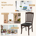GOFLAME Wooden Dining Chairs Set of 2, Upholstered Kitchen Chairs with PU Leather Seat and Slatted Backrest, Armless Side Chairs with Rubber Wood Frame for Dining Room, Living Room, Restaurant