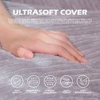 Giant Bean Bag Chair for Adults Teens and Kids, Cozy Fluffy Corduroy Beanbag Chair with Filler Large Floor Lounge Sofa for Living Room, Bedroom (L-Light Grey)