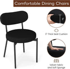 KROFEM Set of 4 Boucle Fabric Dining Chairs, Mid-Century Style Comfort Sponge Filled Seat Back Dining Room Chairs for Kitchen Dining Table，Black