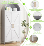 72.8" White Metal Arched Pantry Cabinet for Kitchen Storage, Tall 2-Door Cupboard with 6 Adjustable Shelves, Magnetic Closure & Anti-Tip Kit, 15.4" D x 30.7" W, Assembly Required