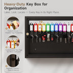 WeHere 30-Keys Key Lock Box, Key Cabinet with Key Management App (Track Key Borrow/Return), Security Key Holder Wall Mount Lockbox for Home, Garage, Car Key Storage for School, Small Office, Hotels