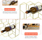 Countertop Wine Rack for 14 Bottles - Freestanding Modern Gold Wine Bottle Holder Stand for Kitchen, Bar, Pantry, No Assembly Required Space-Saving Design Cabinet & Counter Organizer Bottle Storage