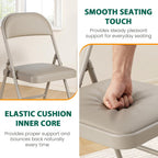 Folding Chairs 2 Pack,350lbs Heavy Duty Metal Frame Folding Chairs with PU Leather Padded Seat,Ergonomic Portable Foldable Chair with Non-Slip Rubber Feet for Indoor Outdoor Wedding Patio Party,Khaki