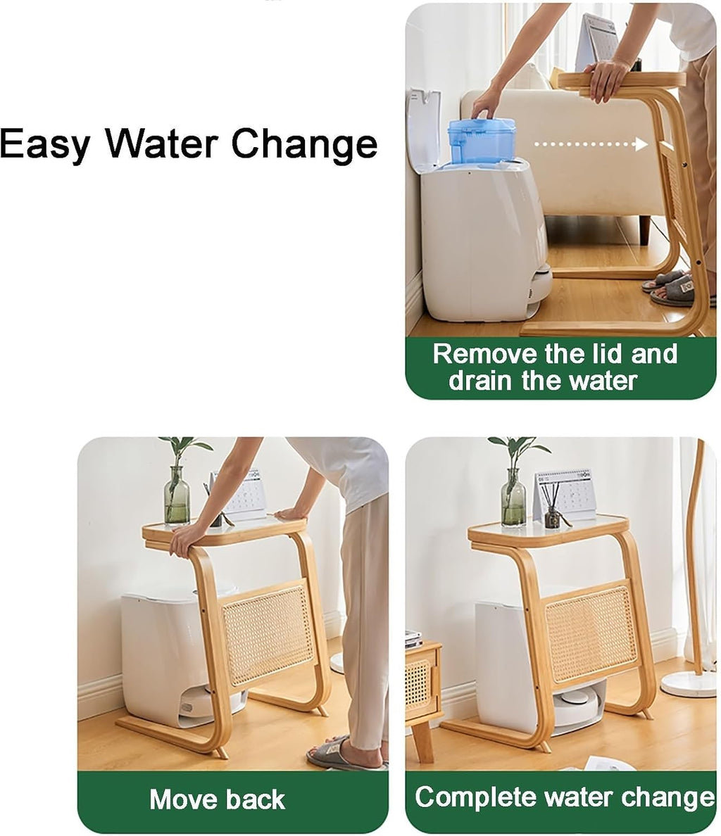 Side Table with Glass Top Over The Robot Storage Shelf C-Shaped End Table Sweeping Robot Storage Rack for Home Lightweight