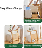 Side Table with Glass Top Over The Robot Storage Shelf C-Shaped End Table Sweeping Robot Storage Rack for Home Lightweight