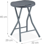 Relaxdays Folding Stool, Set of 2, Rattan Look, Garden & Balcony, Folding Outdoor Stool, HTW: 46 x 32 x 29 cm, Grey