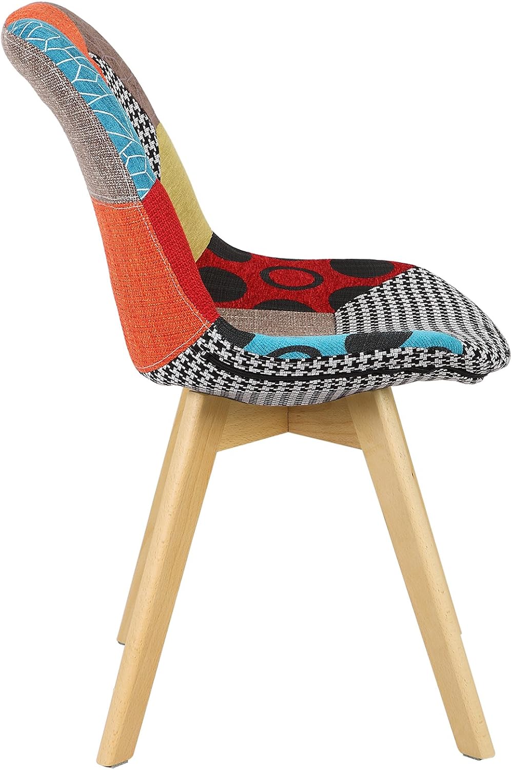 WOLTU BH29mf-4 Set of 4 Multi-Coloured Linen and Wood Dining Chairs Kitchen Chairs