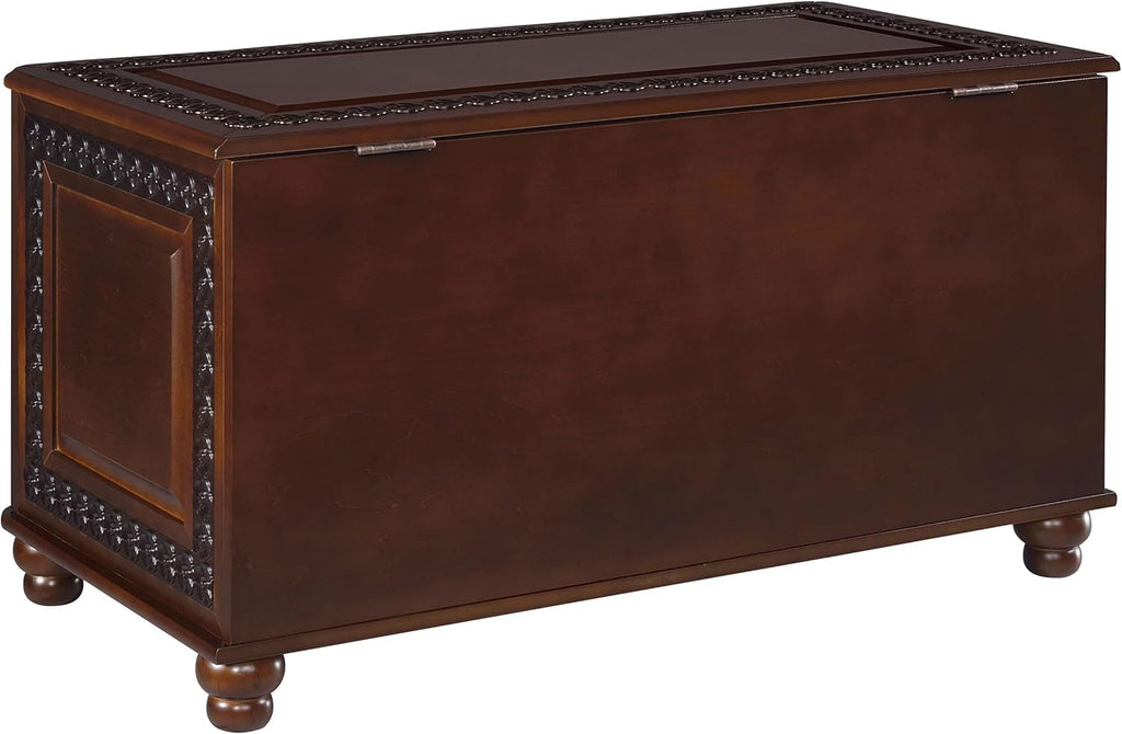 BOWERY HILL 40" x 21" Traditional Wood Cedar Blanket Chest, Flip Open Storage, Fully Lined with Cedar, for Bedroom/Living Room, in Deep Tobacco Finish