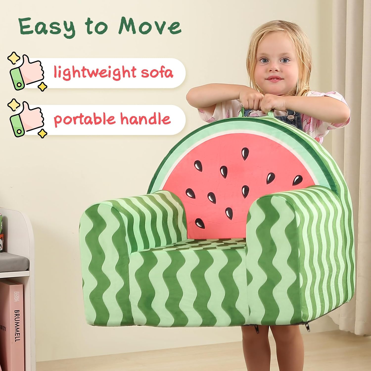 MOMCAYWEX Comfy Cute Toddler Chair, Soft Kids Couch with High Density Foam, Toddler Reading Chair, Green