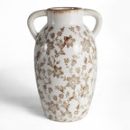 Vintage Ceramic Vase with Handles, 9.45 Inch Crackle Glaze Floral Pattern Vase, Rustic Farmhouse Decorative Flower Vase for Table Centerpieces, Boho & Chinoiserie Home Decor