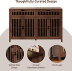Vabches Modern Sideboard Cabinet with 4 Doors & 2 Drawers, Wood Buffet Cabinet with Storage for Dining & Living Room, Brown