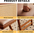 JSWHYBD Wooden Wicker Folding Chair Foldable Bar Stool Portable and Space-Saving Hollowed-Out Backrest Comfortable and Breathable Suitable for Small Spaces Restaurants(Tea Colour,45cm)