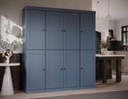 Palace Imports Solid Wood Pantry Cabinet – 71.5" Tall x 65" W - Wooden Storage Cabinet - 8 Shaker Doors, 2 Drawers, 12 Adjustable Shelves - Kitchen Cupboard - Antique Blue, 100% Eco-Friendly Pine Wood