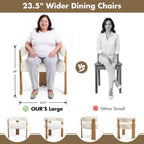 Hyfirm Set of 6 Modern Boho Barrel Dining Chairs with Wood Legs, White Upholstered Accent Armchairs with Thick Padded Cushion for Kitchen, Minimalist Natural Chic Chairs for Living Room