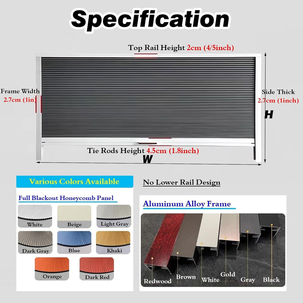 Retractable Serving Window Door with Handle - Easy Install Cellular Pass Through Hatch for Camper, Hotel, Dining Room, Patio, Terrace - Custom Size 45x100 cm