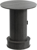 Round Bar Table with 2-Tier Hidden Storage, 38.1" High Wood Bistro Pub Table with Footrest, Rustic Cocktail Table for Kitchen Nook, Living Room, Apartment & Small Spaces, Black