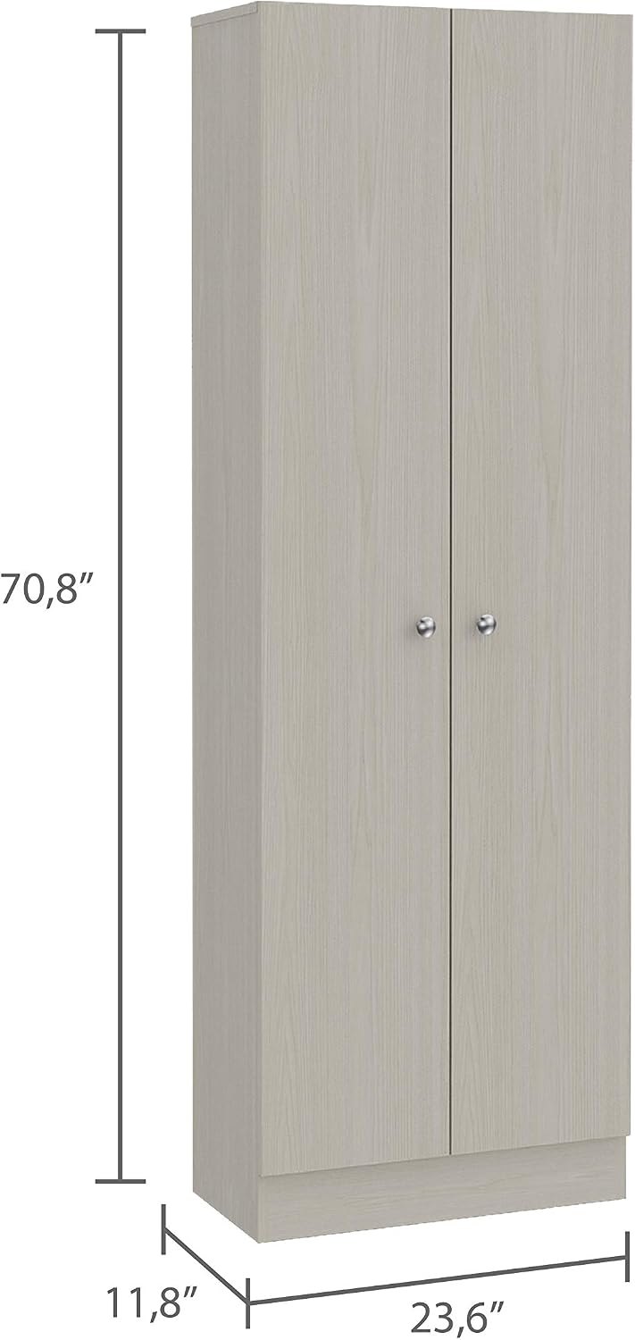 Multistorage Pantry Cabinet, 5 Shelves, Double Door & Beige Finish for Kitchen & Home Organization