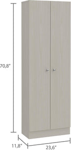 Multistorage Pantry Cabinet, 5 Shelves, Double Door & Beige Finish for Kitchen & Home Organization