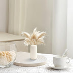 Ceramic Vase for Flowers – Modern Small Ribbed Textured Flower Vase for Home Decor, Pampas Grass, Decorative, Farmhouse, Coffee Table, Kitchen Centerpieces, Bookshelf and Home Living (White)