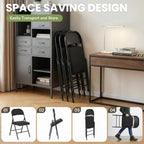 6 Pack Folding Chairs, Fabric Folding Dining Chair Set with Padded Cushion and Back, Indoor Outdoor Folding Chair Set for Home Office Parties Events Wedding