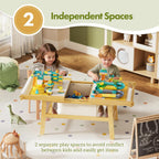 Kids Train Table with Storage, 5 in 1 Bamboo Activity Table for Building Blocks, Wooden Play Desk for Toddlers Ages 3-10, Multi-Functional Kids Table for Art, Drawing, Learning and Dining