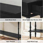 ARTPOWER Console Table for Entryway with 2 Drawers-Minimal Assembly,Black Retro Entryway Table with Storage Cabinets and Open Shelf,Narrow Long Couch Table Behind Sofa for Living Room,Foyer,Hallway