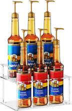 Nuovoware Acrylic Coffee Syrup Organizer, 2-Tier 6 Bottles Bar Organizer, Clear Coffee Syrup Rack for Countertop Kitchen Bar, Surface Film Can be Peeled Off, Transparent