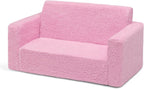 Delta Children Cozee Flip-Out Sherpa 2-in-1 Convertible Sofa to Lounger for Kids, Pink
