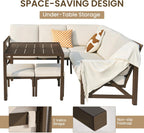 NATURAL EXPRESSIONS 8 Pieces Patio Furniture Sets,Metal Outdoor Sectional Furniture L Shape Conversation Sets with Dining Table,2 Ottomans,Highback Frame,Large Waterproof Cover, 6.5" Cushions for Yard