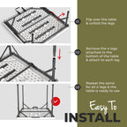 Our Modern Space 34" Square Foldable Table with Built in Handle & Steel Legs | Heavy Duty Portable | Perfect for Party, Dining, Wedding, Events, Picnic Indoor, Outdoor, Camping, Utility, Temporary