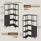 YATINEY Corner Bookshelf, 5-Tier L-Shaped Bookcase with 3 Fabric Drawers, Storage Display Shelf, Freestanding Tall Open Shelf, for Living Room, Bedroom, Home Office, Black SJ12BB