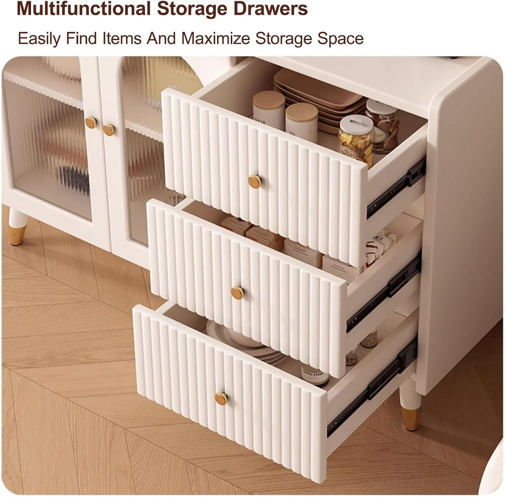 Pantry Storage Cabinet with Doors and Shelves, Food Pantry Cabinet, Farmhouse Coffee Bar Station with Doors and Shelves, for Dining Room, Living Room(Black,135x60cm/53.1x23.6in)