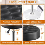 LEMY Adjustable Vanity Stool with 360° Swivel,Hydraulic Lift Round Makeup Chair Ottoman with Stable Base for Home Beauty Studio,Bedroom and Bathroom,Black