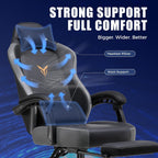 GTPLAYER Gaming Chair with Footrest, Recliner Chair with Headrest & Lumbar Support, Linkage Armrest, Ergonomic Gaming Chair 350lbs, High Back Office Home, Grey
