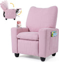HONEY JOY Kids Recliner with Cup Holder, Chenille Fabric Upholstered Push Back Toddler Sofa w/Storage Pockets, Adjustable Backrest & Footrest, Child Reclining Chair for Ages 3+, Pink