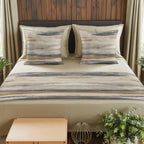 California King Size Abstract Coastal Landscape Bed Runner Set 102 x 20 inch Modern Retro Mottled Beige Blue Bed Runners with 2 Matching Pillow Covers, Decorative Throw Pillowcases Bedding Scarf