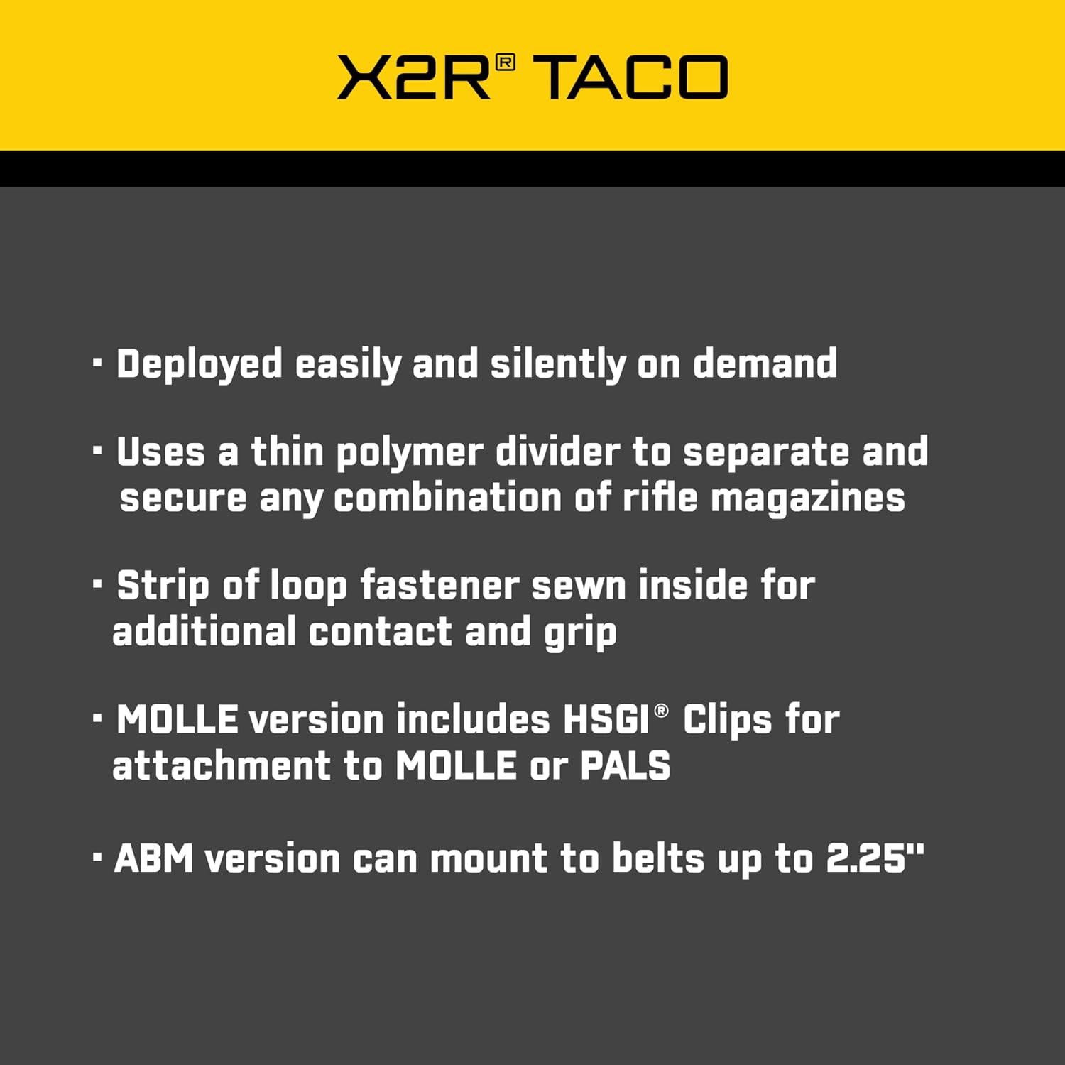 High Speed Gear - X2R Taco MOLLE Mag Pouch, Police Gear & Military Gear, Tactical Magazine Pouch for Professionals