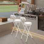 2PCS Folding Bar Stool with Backrest, Tall Foldable Stool Seat Padded Portable Stools Counter Height Foldable Stools Chairs Collapsible Stool for Adults Kitchen Island Cafe Dining Room