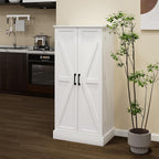 50" Tall Wooden Storage Cabinet with 2 Doors and 2 Adjustable Shelves, 4-Tier Kitchen Pantry Storage Cabinet for Kitchen, Living Room, Dining Room and Office, 23.62 inch