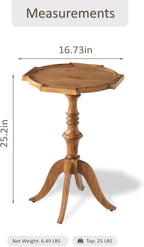 COZAYH Rustic Pedestal End Table, Distressed Farmhouse Side Table with Unique Tray-Style Wooden, Accent End Table for Bedroom, Living Room, Entryway, Brown