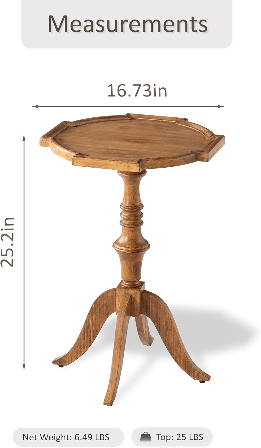 COZAYH Rustic Pedestal End Table, Distressed Farmhouse Side Table with Unique Tray-Style Wooden, Accent End Table for Bedroom, Living Room, Entryway, Brown