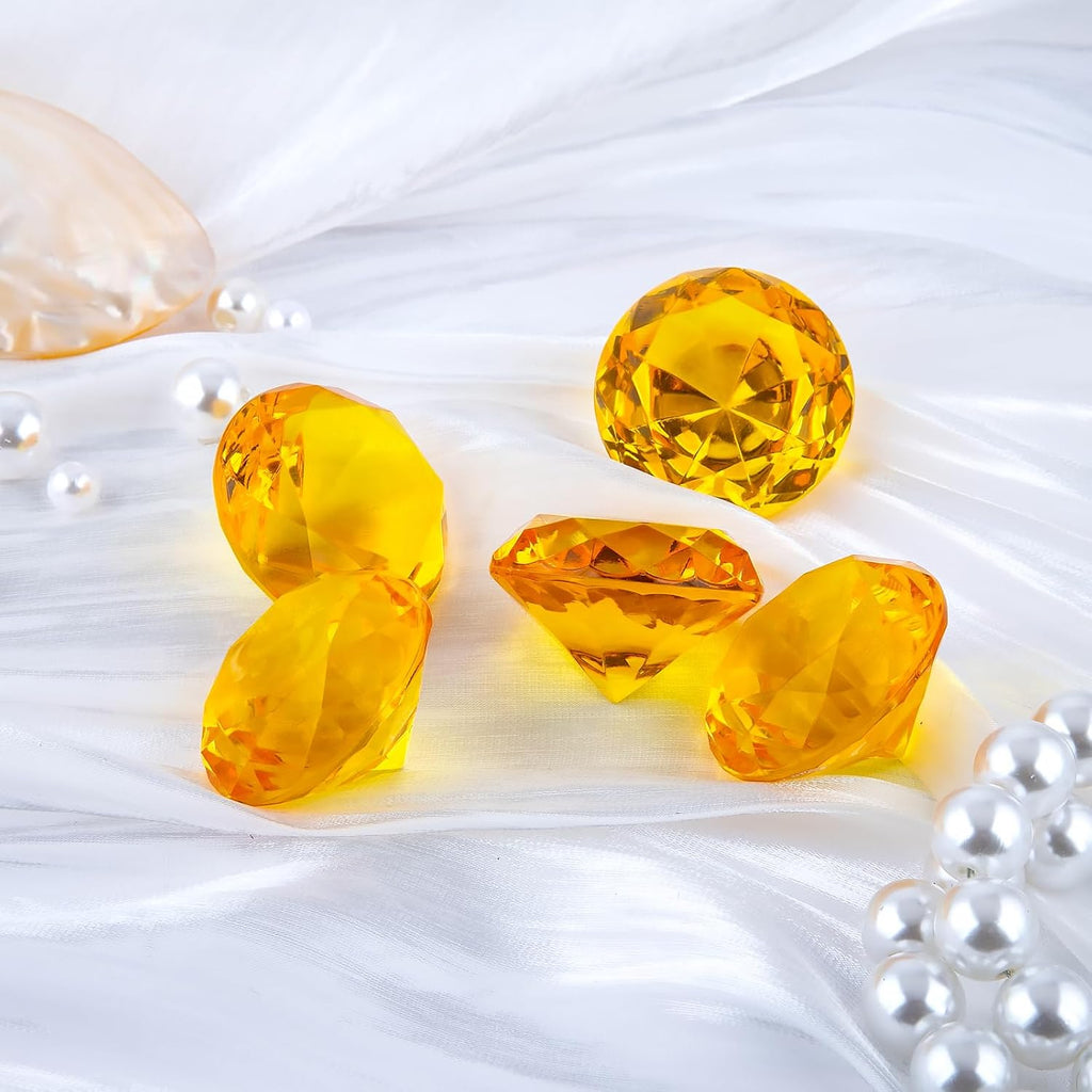 Niceup 26PCS Orange Fake Diamonds Big Gem Toys, 1.5in Pool Diving Gems Acrylic Plastic Gemstones for Kids, Party Décor Jewels Treasure Hunt Hiding Sensory Bin Filler Toys Craft Supplies